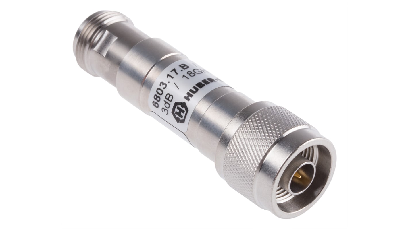 50Ω RF Attenuator N Connector N Plug to N Socket 0.8 dB, 3 dB, Operating Frequency 18GHz