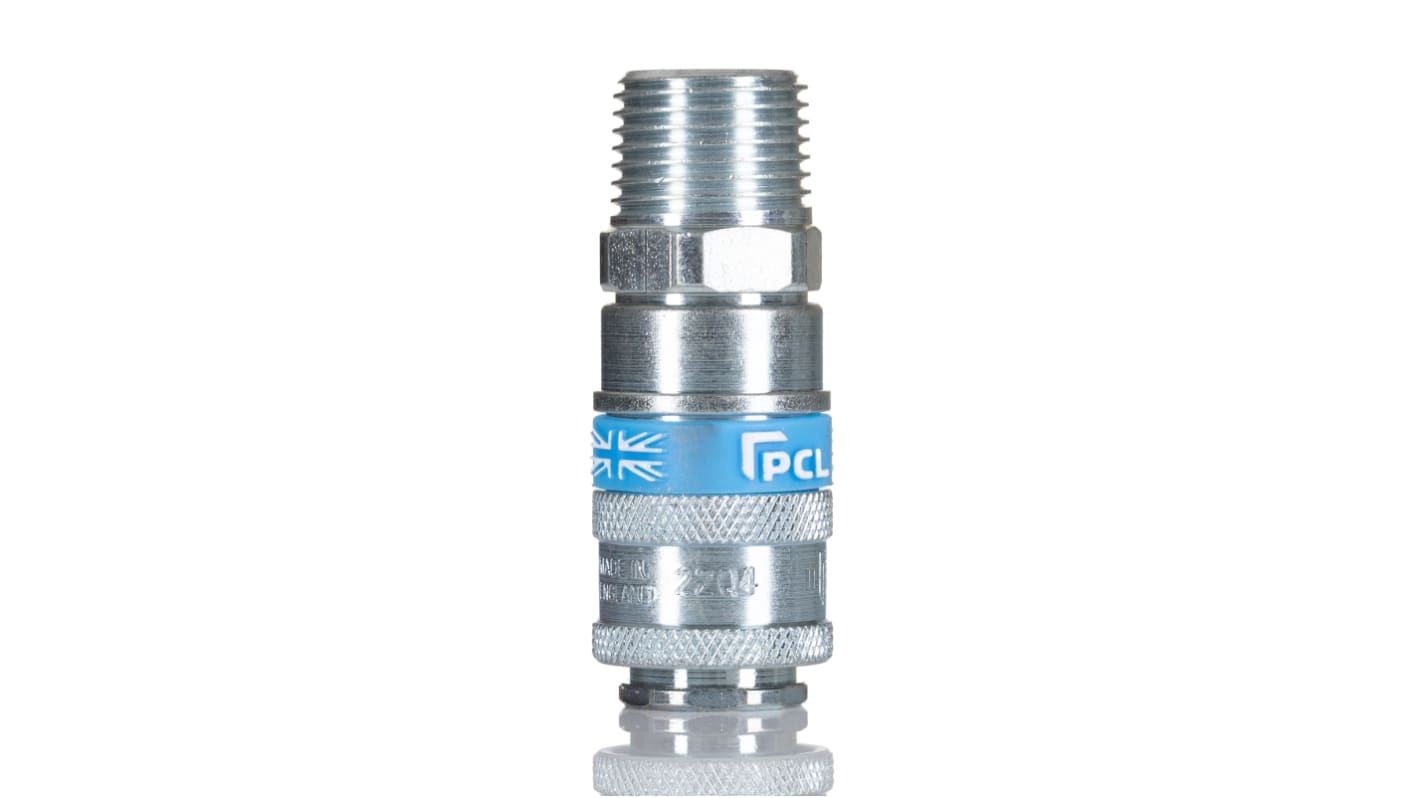 PCL Steel Male Pneumatic Quick Connect Coupling, R 1/2 Male Threaded