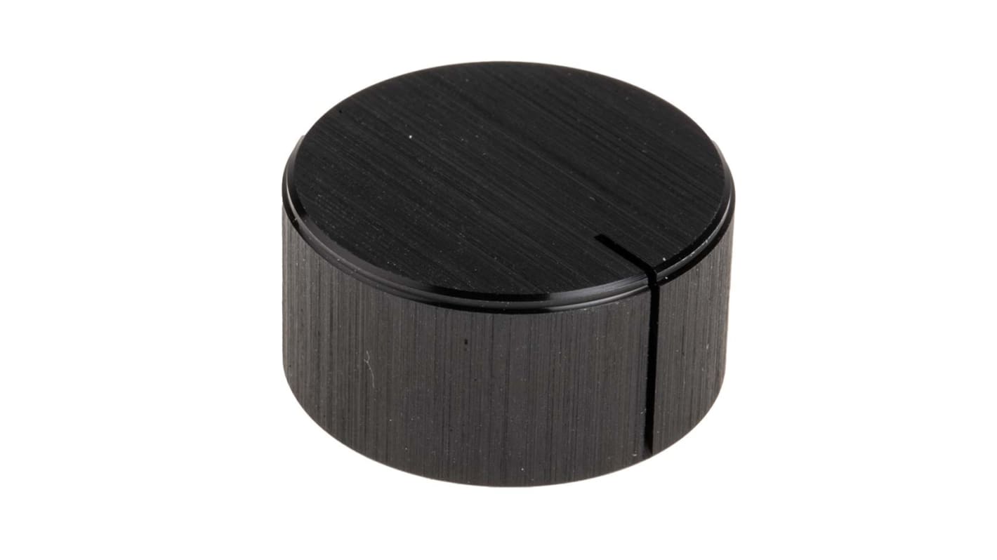 RS PRO 28mm Black Potentiometer Knob for 6.4mm Shaft Splined