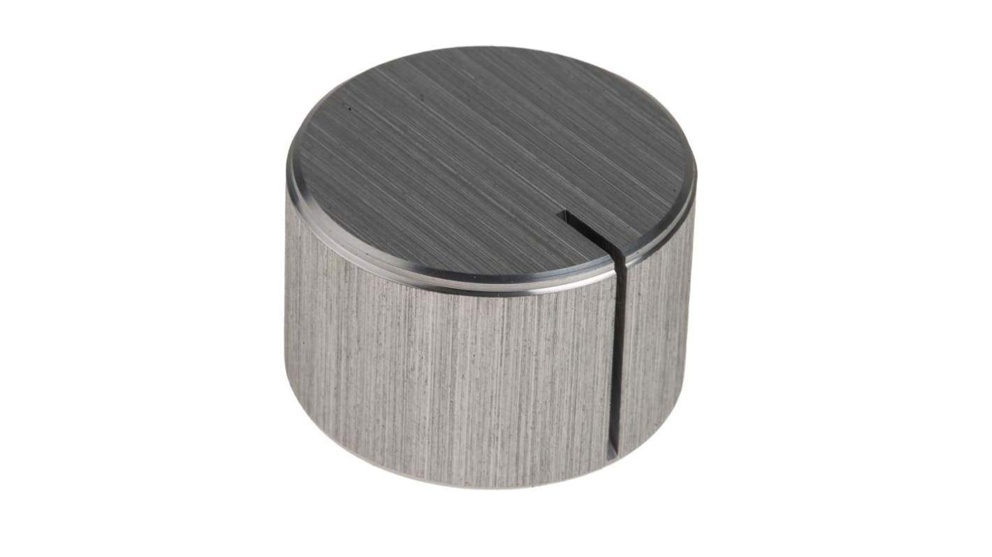 RS PRO 22mm Silver Potentiometer Knob for 6.4mm Shaft Splined