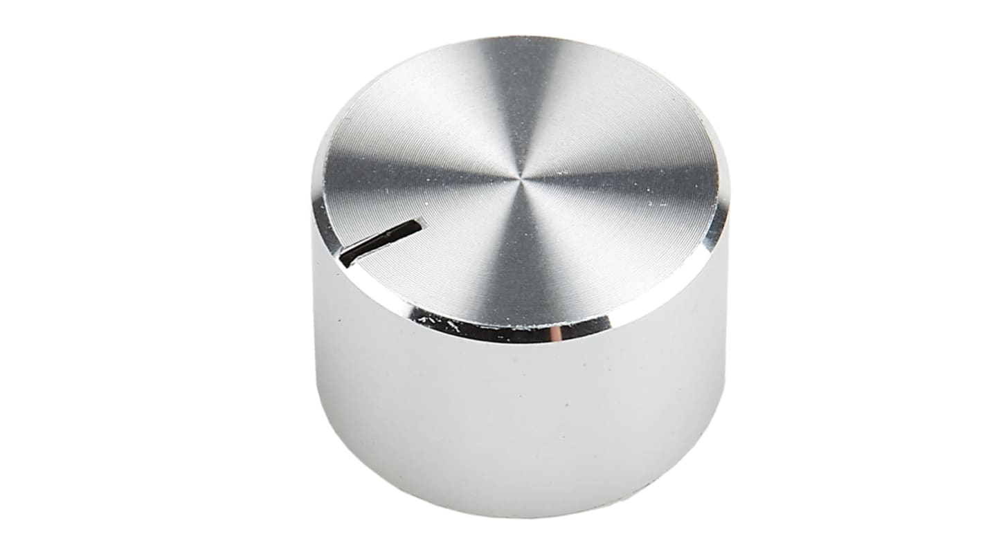 RS PRO 18mm Silver Potentiometer Knob for 6.4mm Shaft Splined