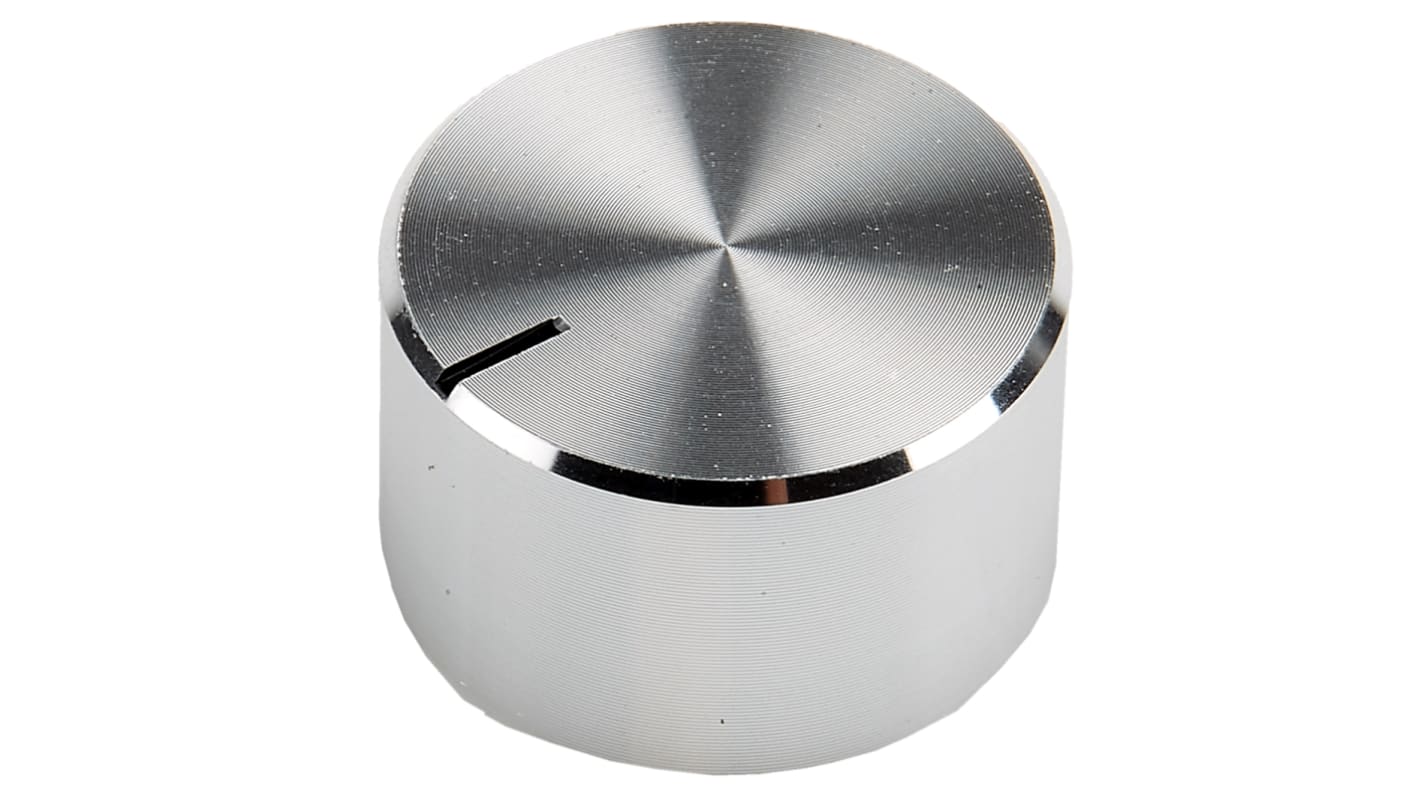 RS PRO 22mm Silver Potentiometer Knob for 6.4mm Shaft Splined