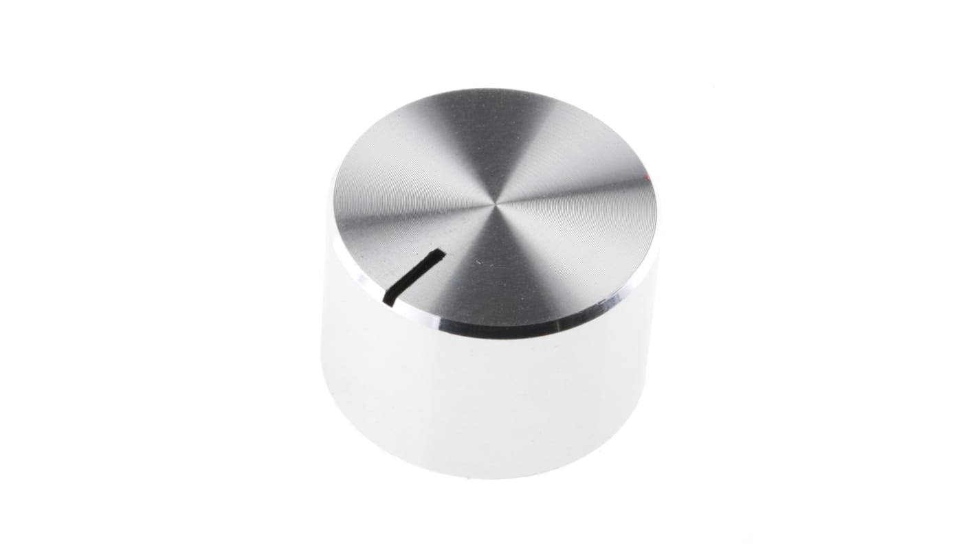 RS PRO 18mm Silver Potentiometer Knob for 4mm Shaft Splined