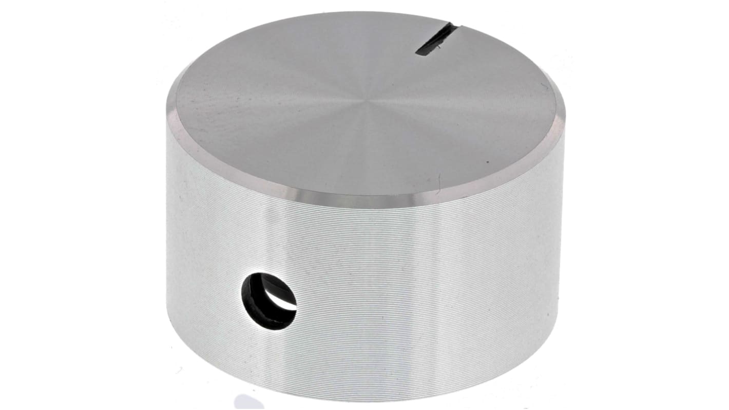 RS PRO 22mm Silver Potentiometer Knob for 4mm Shaft Splined RS