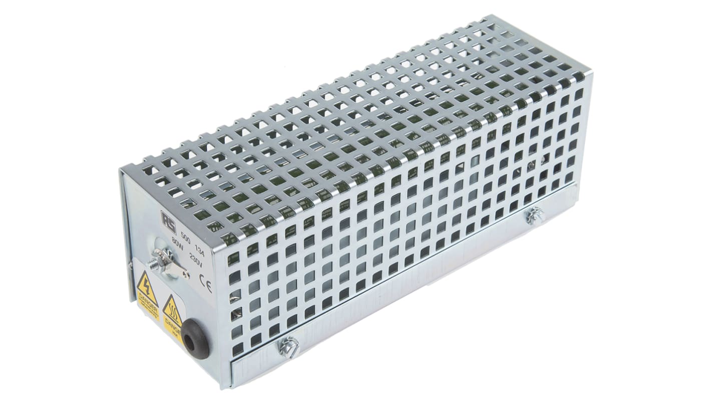 RS PRO Enclosure Heater, 230V ac, 80W Output, 80W Input, 93°C, 70mm x 191mm x 67mm