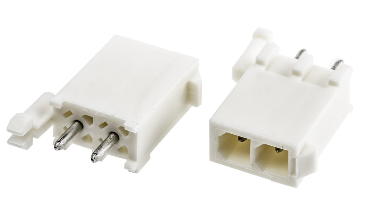 Conector macho para PCB TE Connectivity serie Mini-Universal MATE-N-LOK de 2 vías, 1 fila, paso 4.14mm, para soldar,