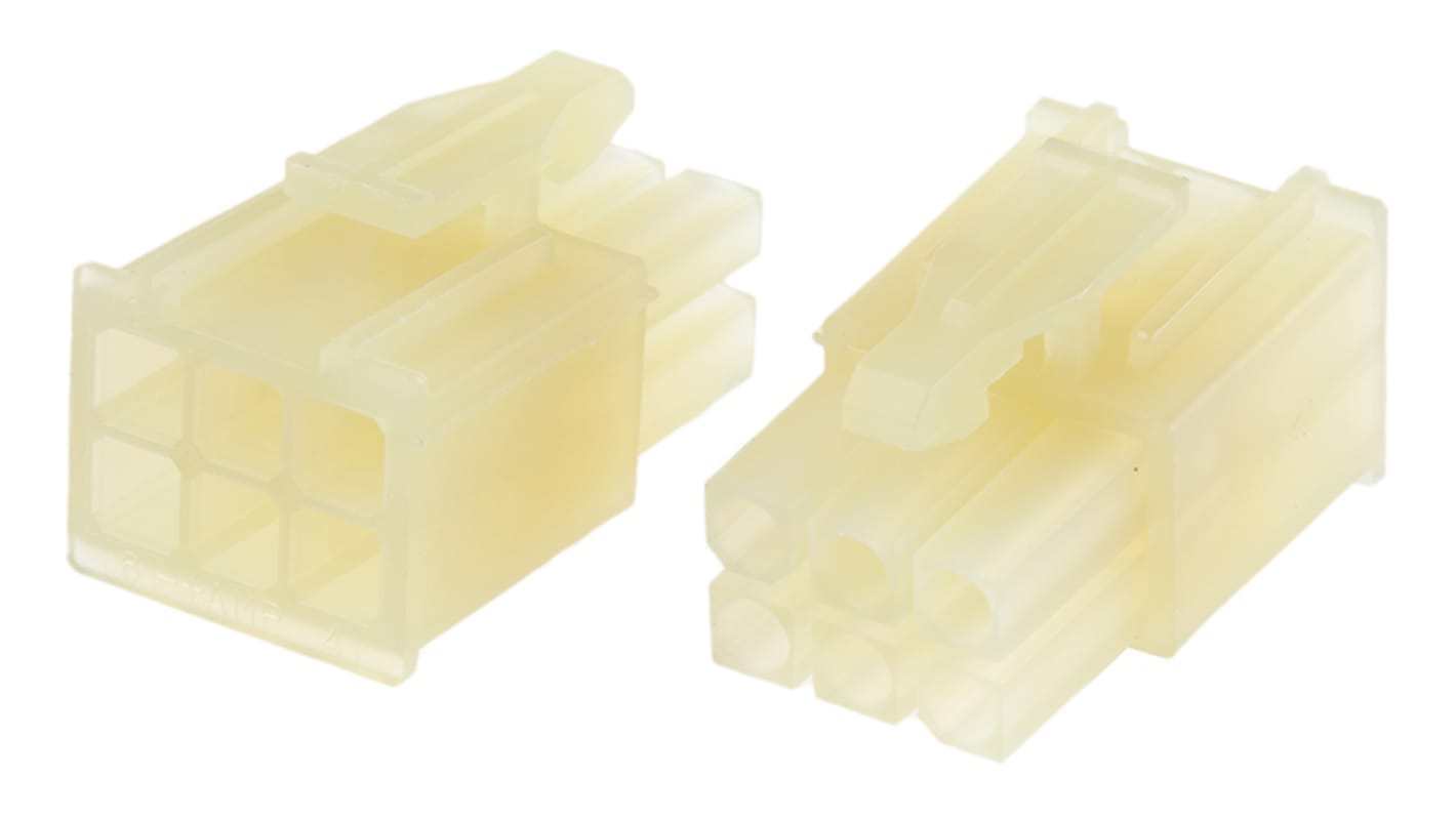 Conector de cable a cable Macho TE Connectivity, 6P, 600 Vac, 9.5A