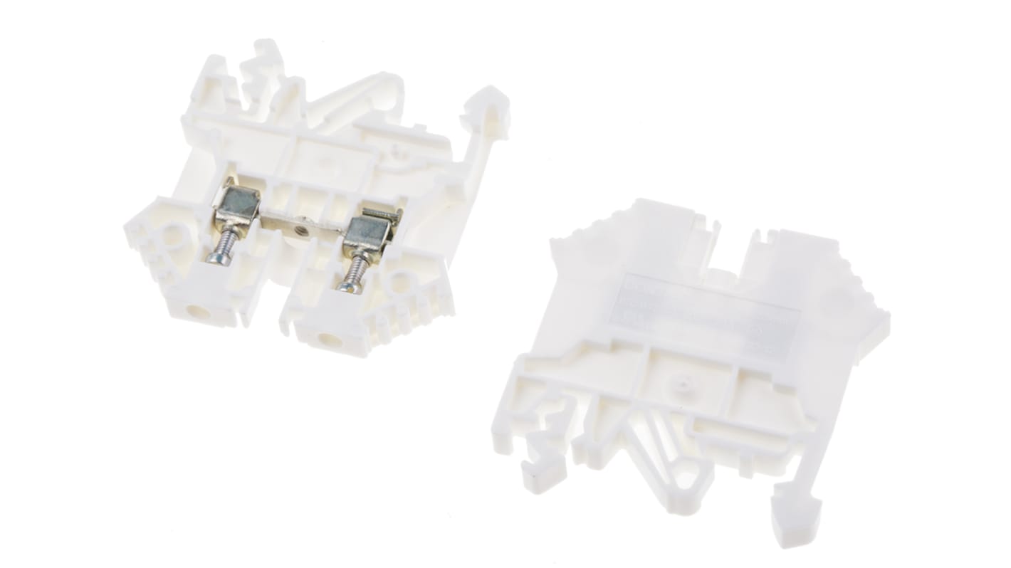 RS PRO White DIN Rail Terminal Block, 0.2 → 2.5mm², Single-Level