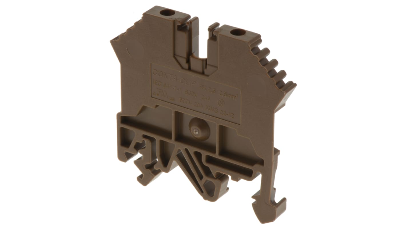 RS PRO Brown Feed Through Terminal Block, 0.2 → 2.5mm², Single-Level