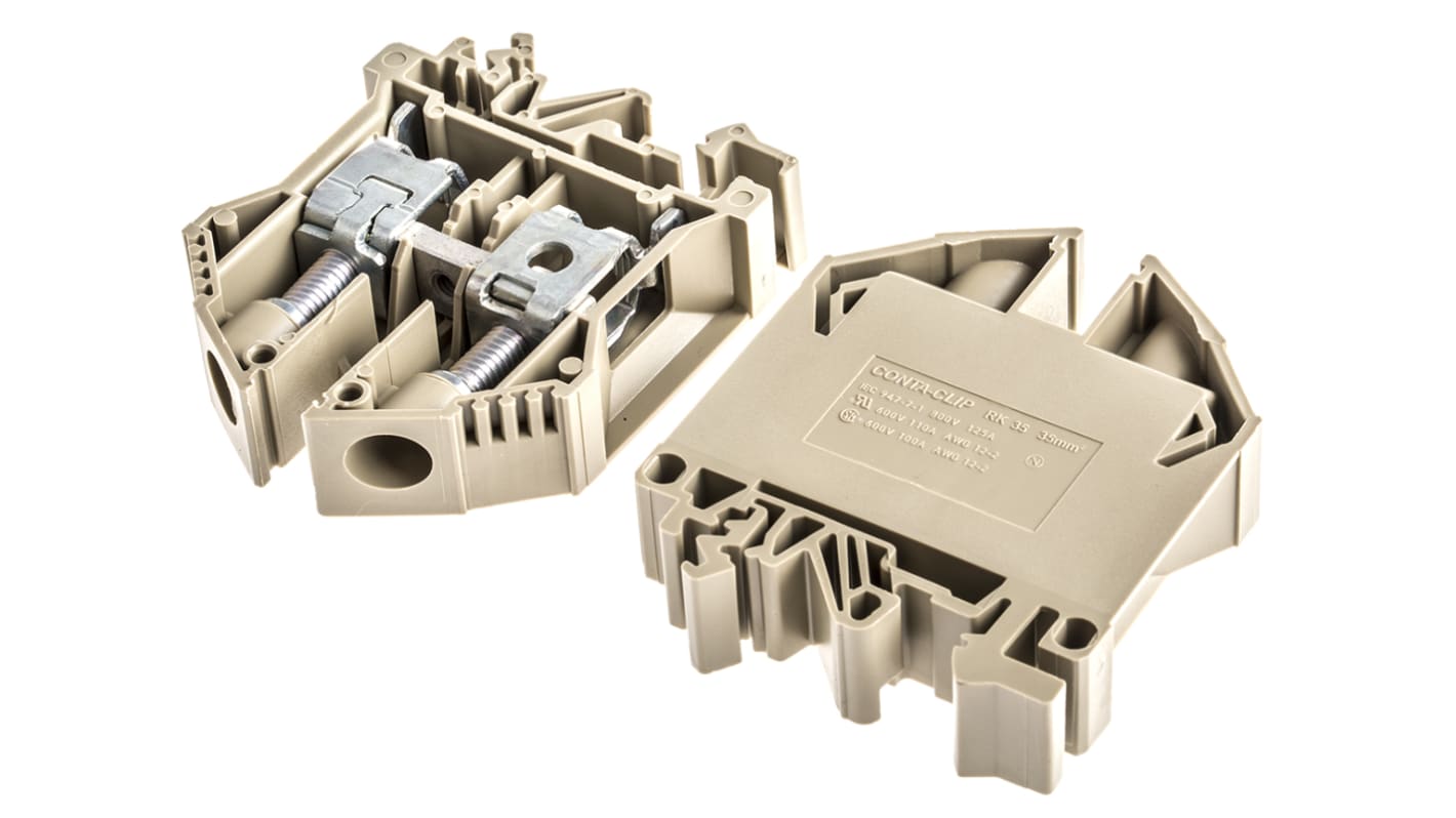 RS PRO Brown DIN Rail Terminal Block, 2.5 → 35mm²