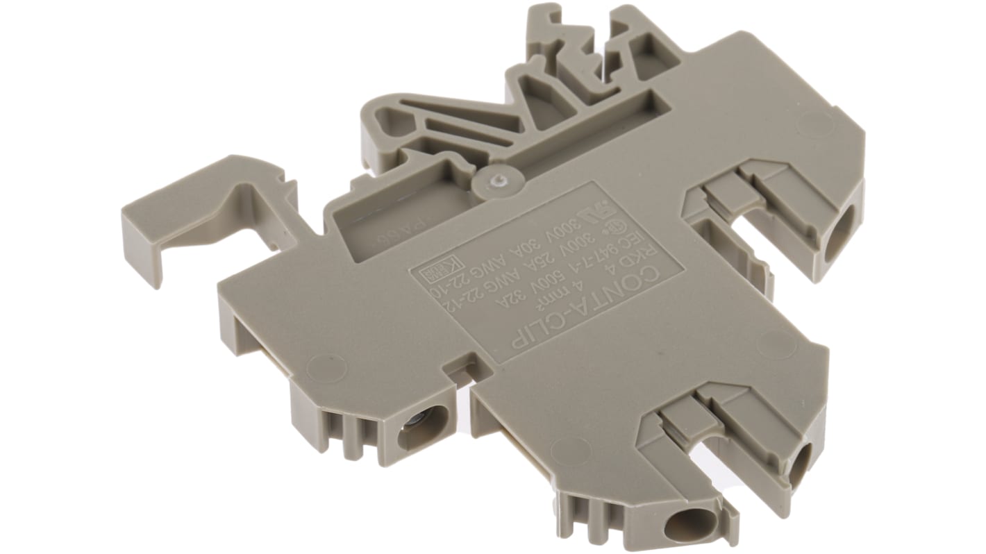 RS PRO Brown DIN Rail Terminal Block, 0.2 → 4mm², Double-Level, Screw Termination