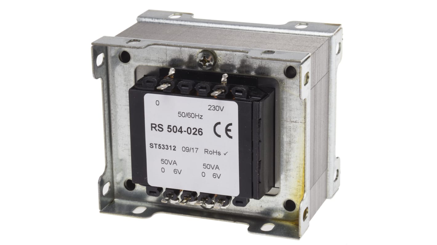 RS PRO 100VA 2 Output Chassis Mounting Transformer, 6V ac