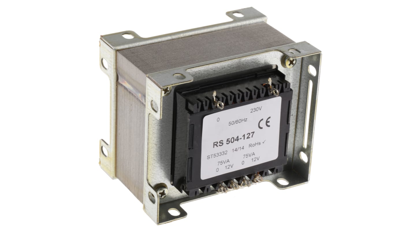 RS PRO 150VA 2 Output Chassis Mounting Transformer, 12V ac, IEC 61558-2-6