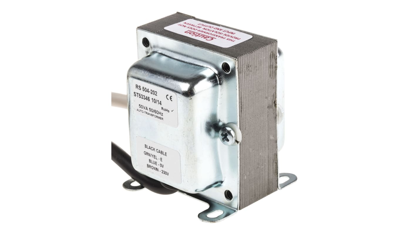 RS PRO 50VA Enclosed Autotransformer, 230V ac Primary, 115V ac Secondary