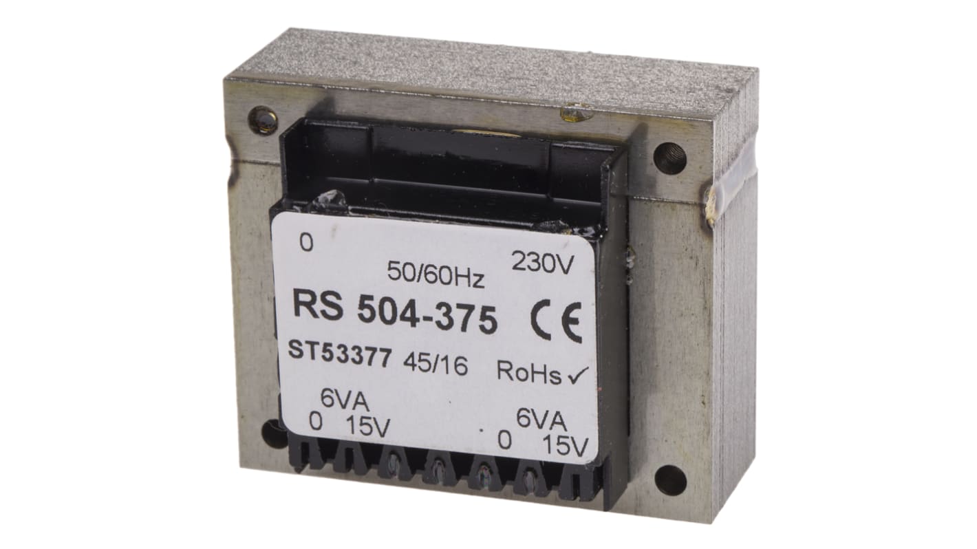 Transformateur pour circuit imprimé RS PRO, 15V c.a., 230V c.a., 12VA, 2 sorties