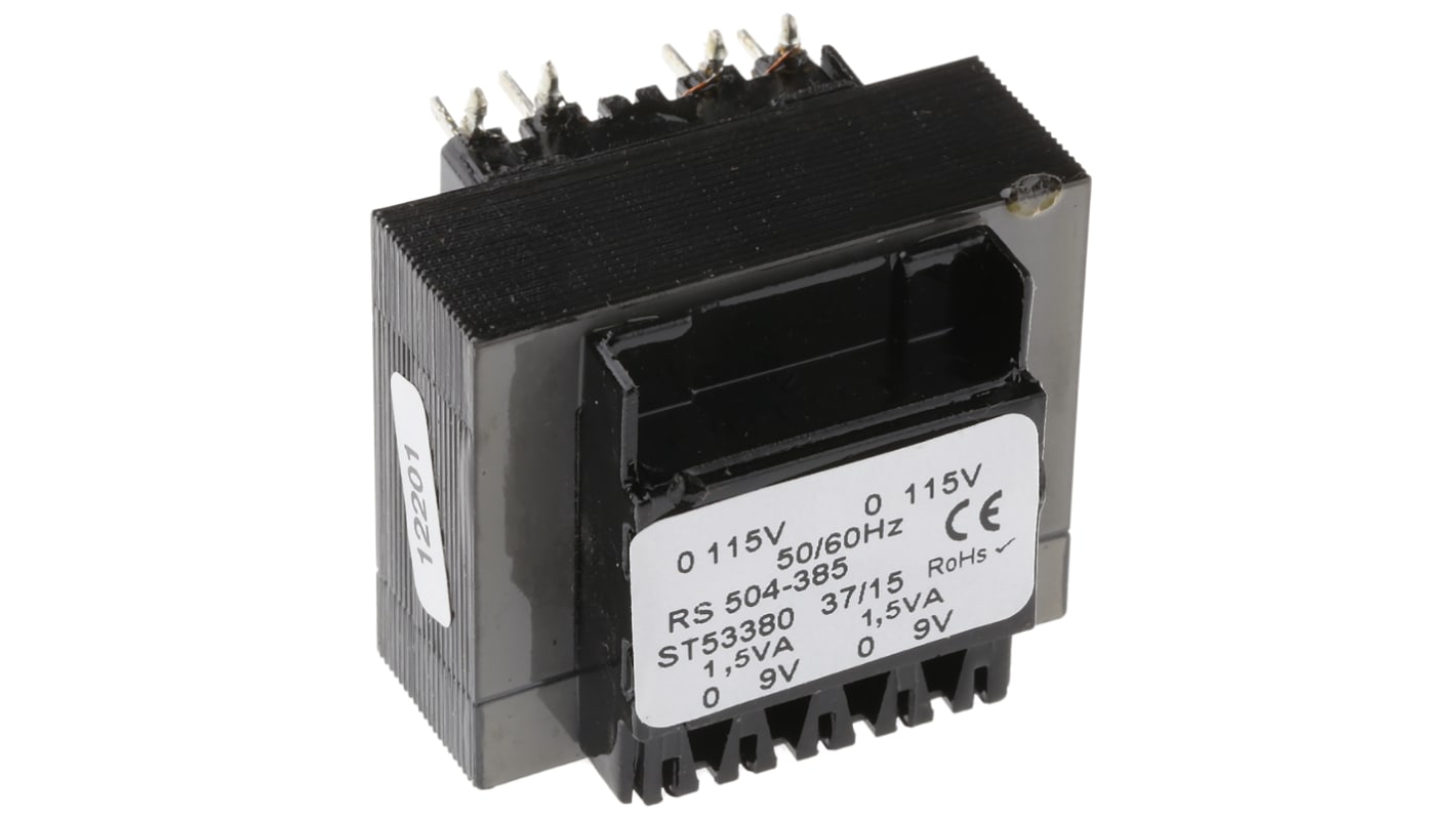 Transformateur pour circuit imprimé RS PRO, 9V c.a., 115 V ac, 230 V ac, 3VA, 2 sorties