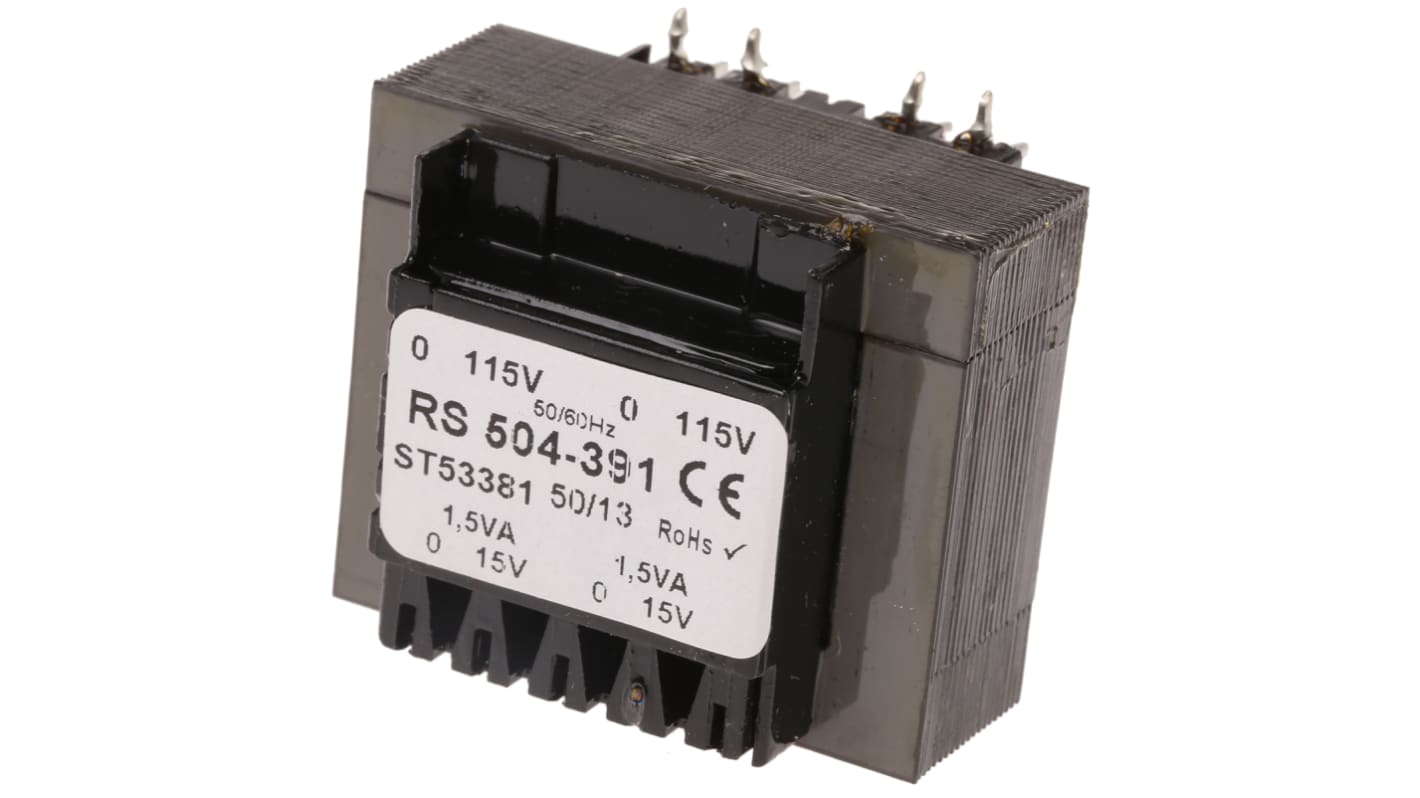 Transformateur pour circuit imprimé RS PRO, 15V c.a., 115 V ac, 230 V ac, 3VA, 2 sorties