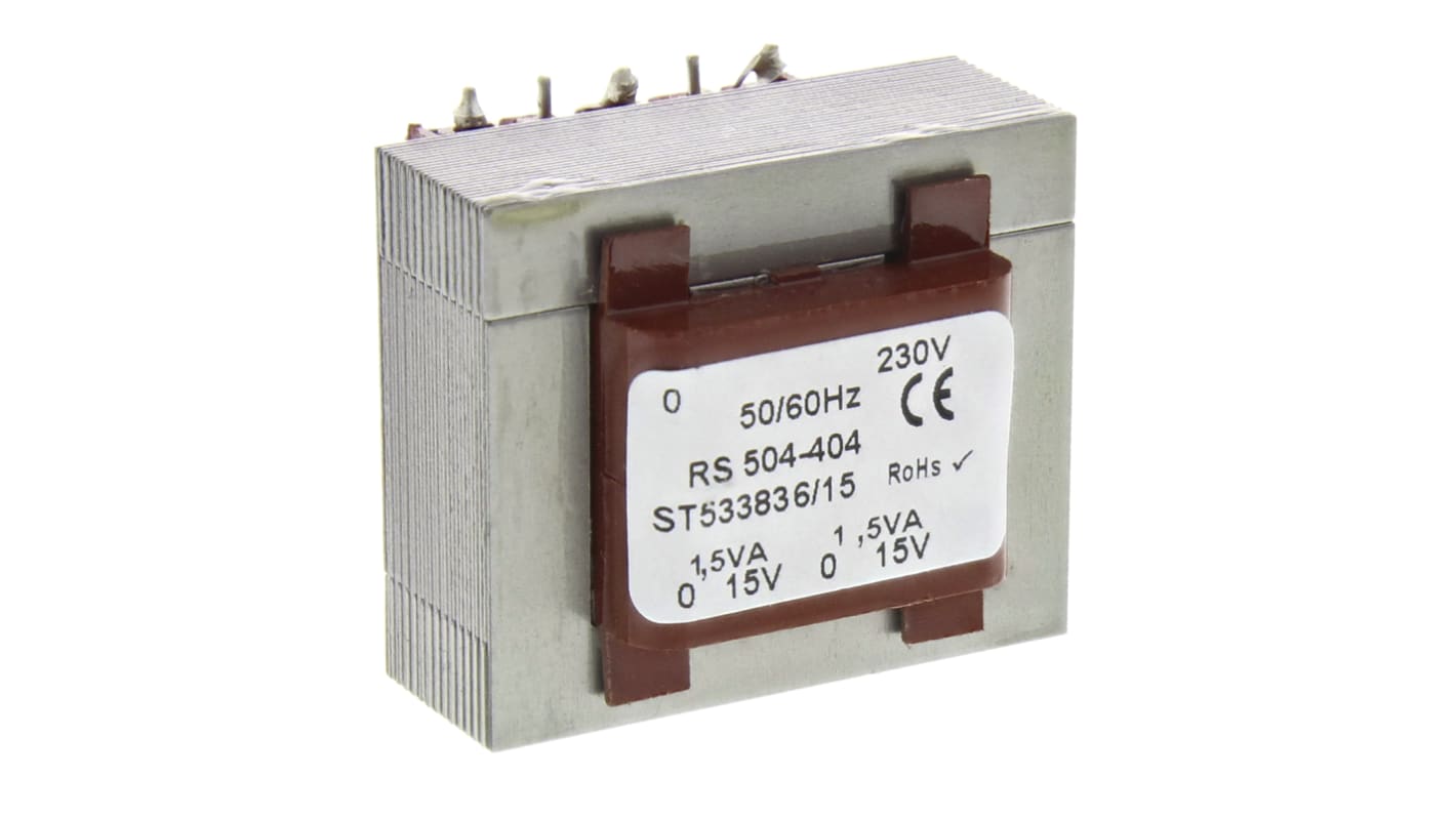 Transformateur pour circuit imprimé RS PRO, 15V c.a., 230V c.a., 3VA, 2 sorties