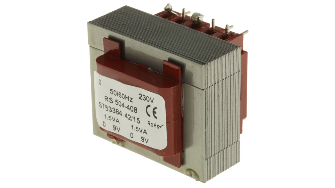 Transformateur pour circuit imprimé RS PRO, 9V c.a., 230V c.a., 3VA, 2 sorties