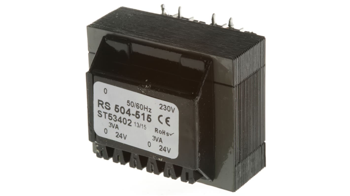 Transformateur pour circuit imprimé RS PRO, 24V c.a., 230V c.a., 6VA, 2 sorties