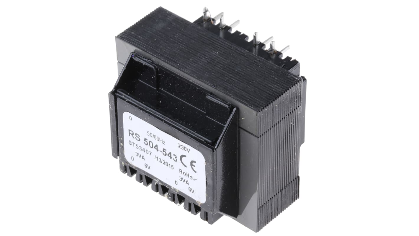 Transformateur pour circuit imprimé RS PRO, 6V c.a., 230V c.a., 6VA, 2 sorties