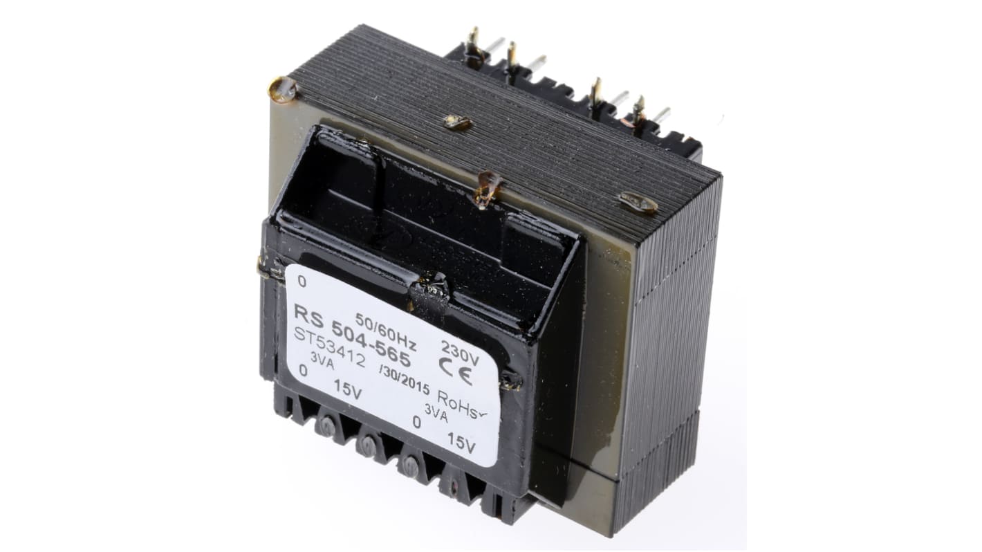 Transformateur pour circuit imprimé RS PRO, 15V c.a., 230V c.a., 6VA, 2 sorties