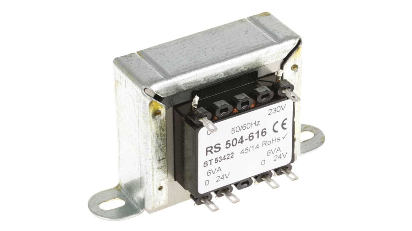 Transformátor s montáží na rám 12VA, počet výstupů: 2, sekundární napětí: 24V ac RS PRO