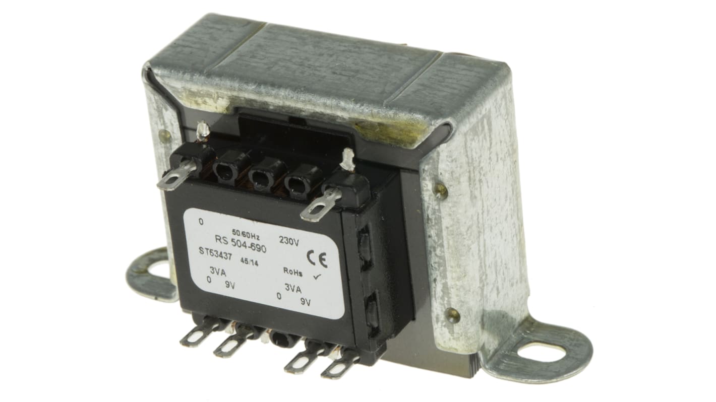 RS PRO 6VA 2 Output Chassis Mounting Transformer, 9V ac