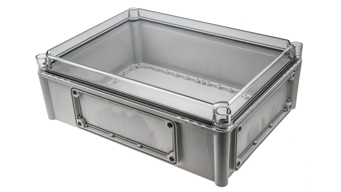 Caja Fibox de Policarbonato Gris, 380 x 280 x 130mm, IP67