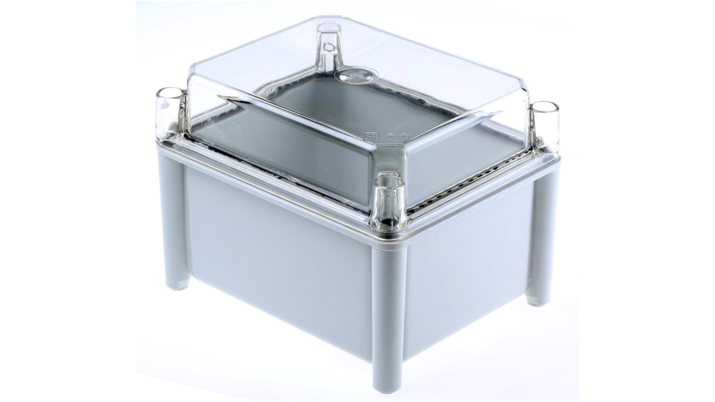 RS PRO Grey Fibreglass Enclosure, IP66, Transparent Lid, 185 x 130 x 150mm