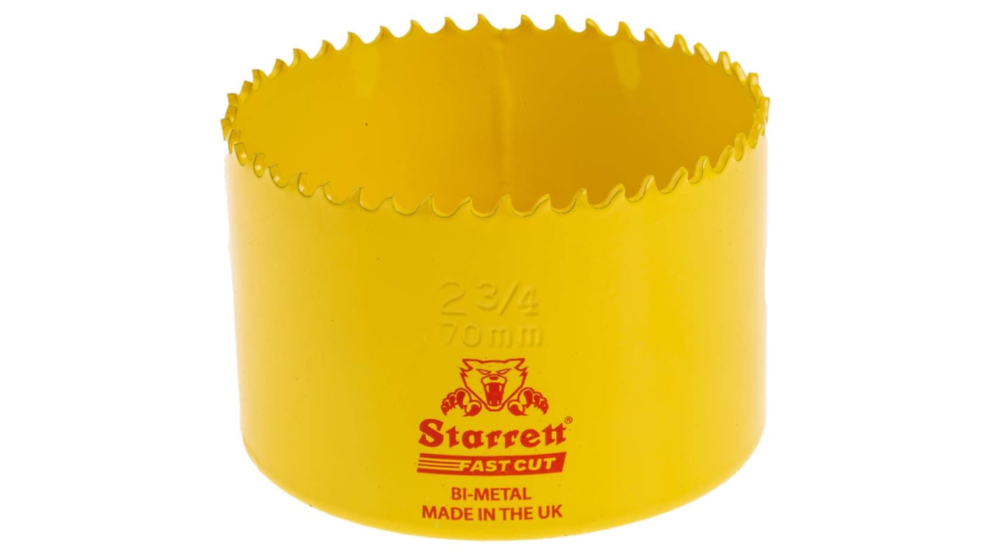 Sierra de corona Starrett, HSS, piezas, diámetro 70mm, Profundidad 38mm