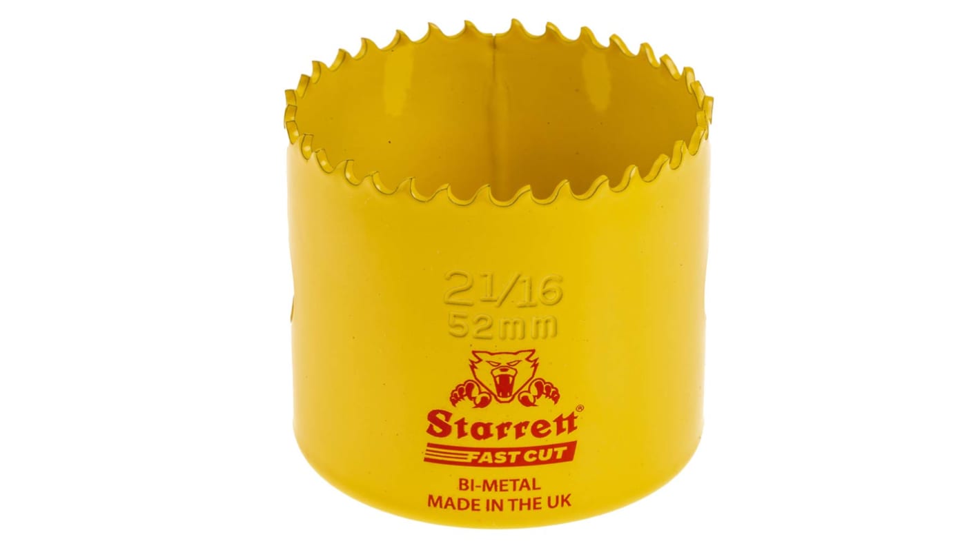 Sierra de corona Starrett, HSS, piezas, diámetro 52mm, Profundidad 38mm