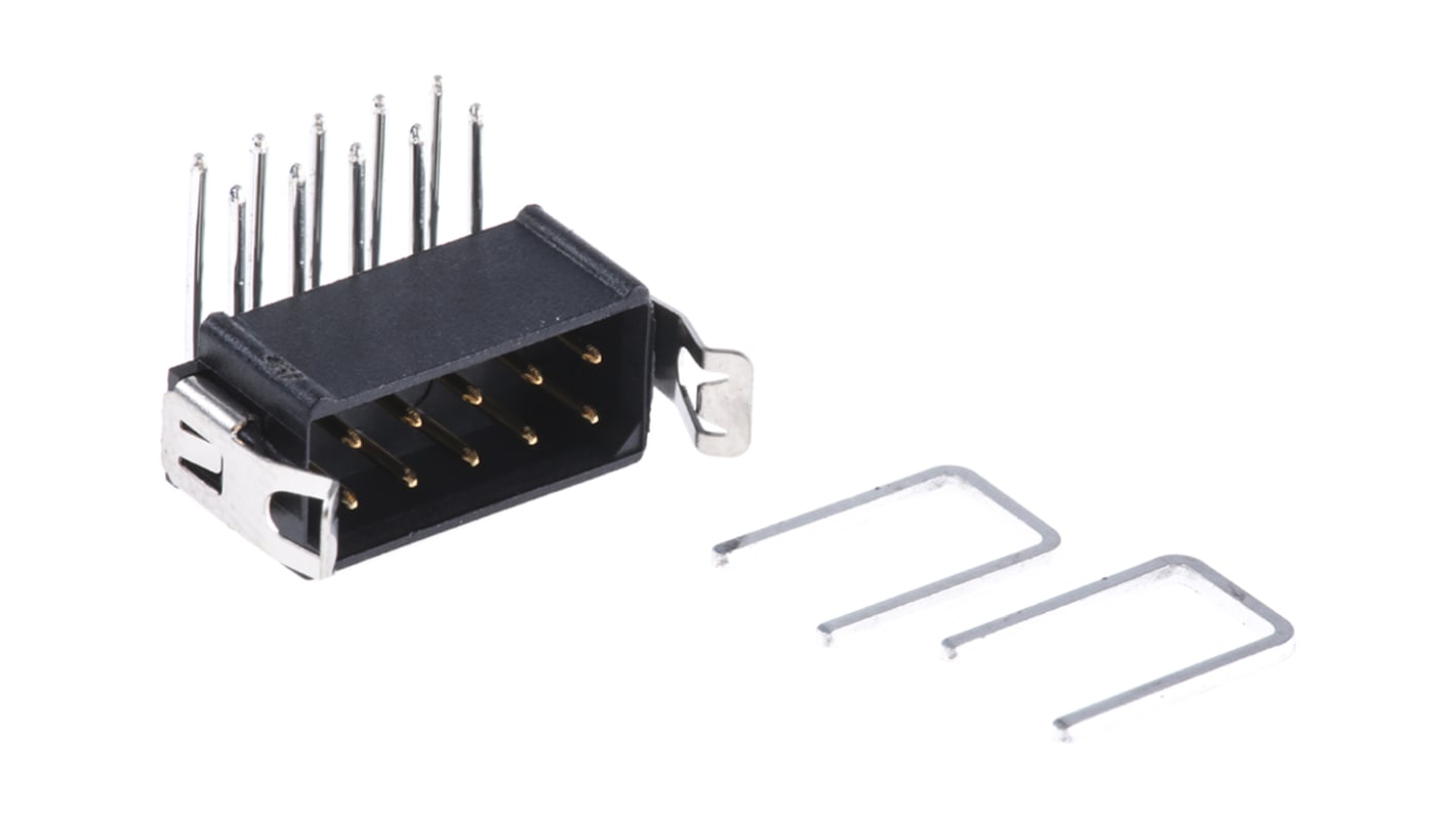 Conector macho para PCB Ángulo de 90° HARWIN serie Datamate L-Tek de 10 vías, 2 filas, paso 2.0mm, para soldar, Montaje