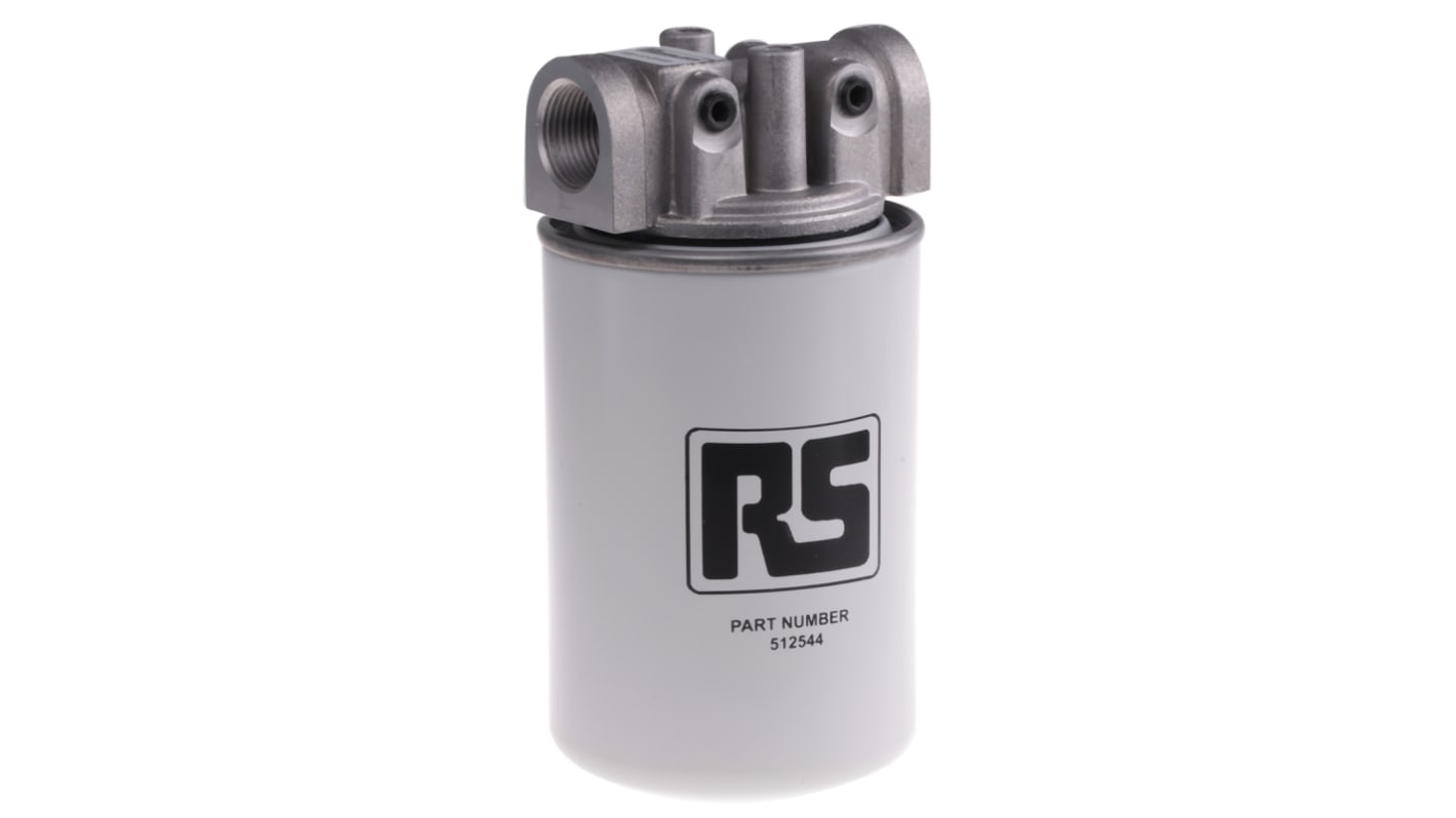 RS PRO 12 bar 3/4in Hydraulic Spin-On Filter Can, 65L/min max, 10μm filtration size