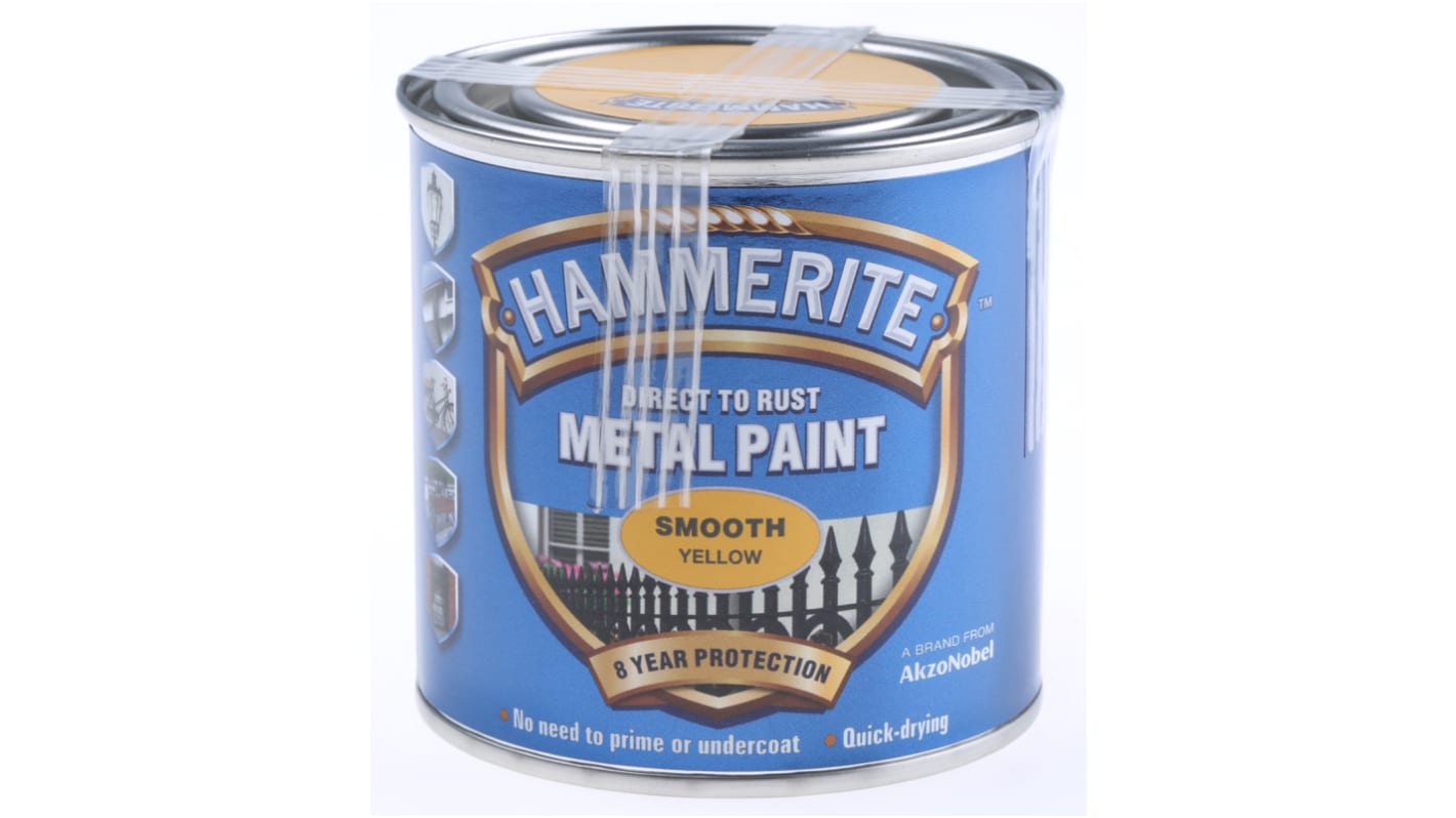 HAM6722201 Hammerite Metal Paint in Smooth Yellow 250ml RS
