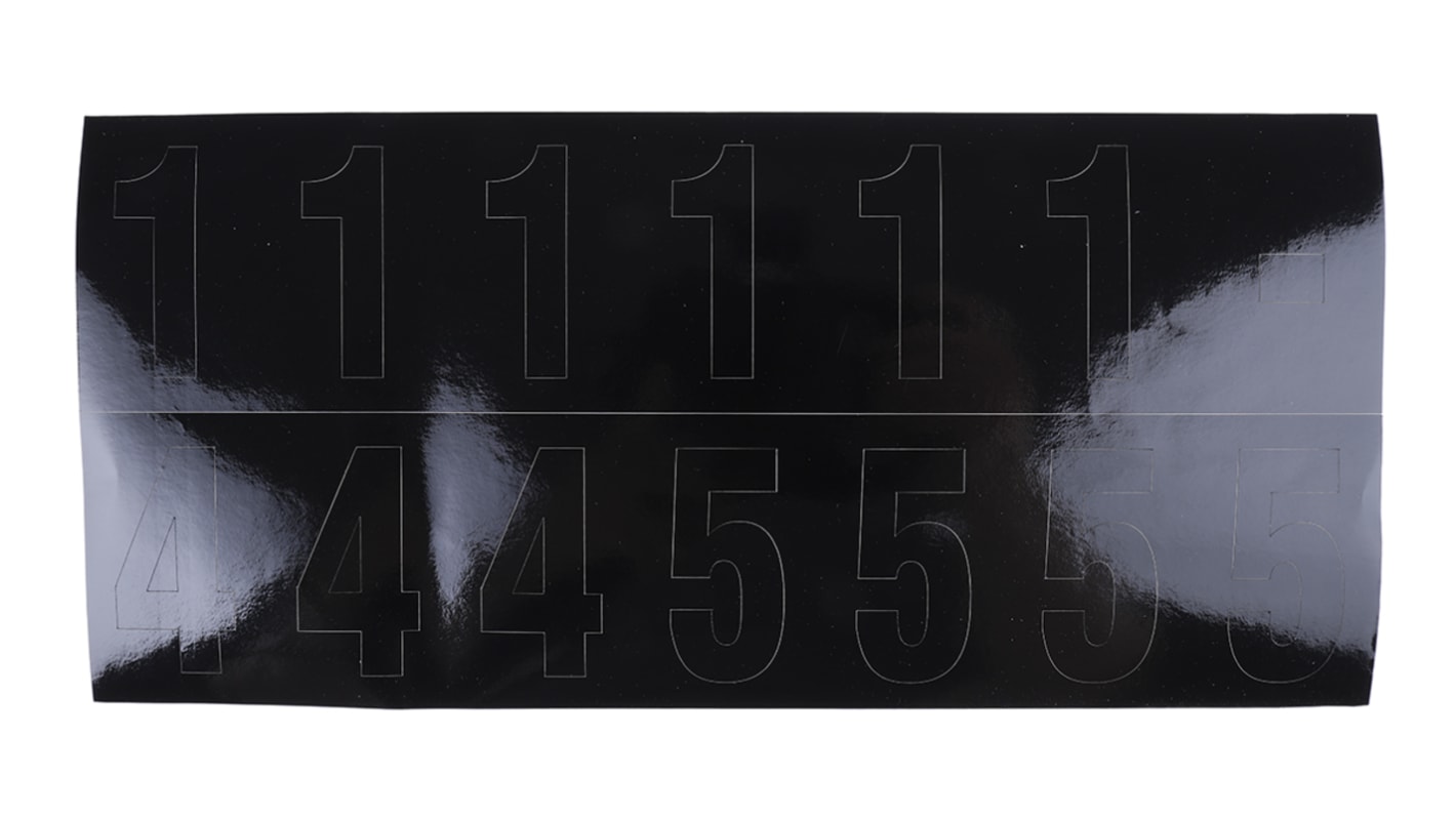 RS PRO Black Self Adhesive Numbers, 50mm Character Height