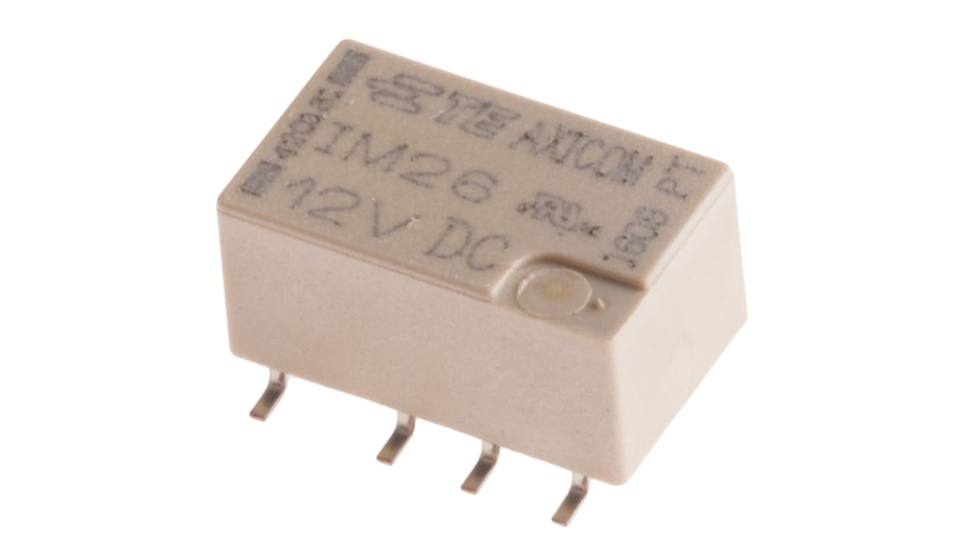 TE Connectivity Surface Mount Signal Relay, 12V dc Coil, 2A Switching Current, DPDT