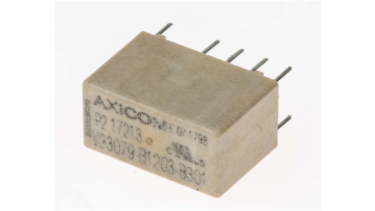 TE Connectivity Signalrelæ, 2A, 2-polet skifte, 12V dc spole, Printmontering