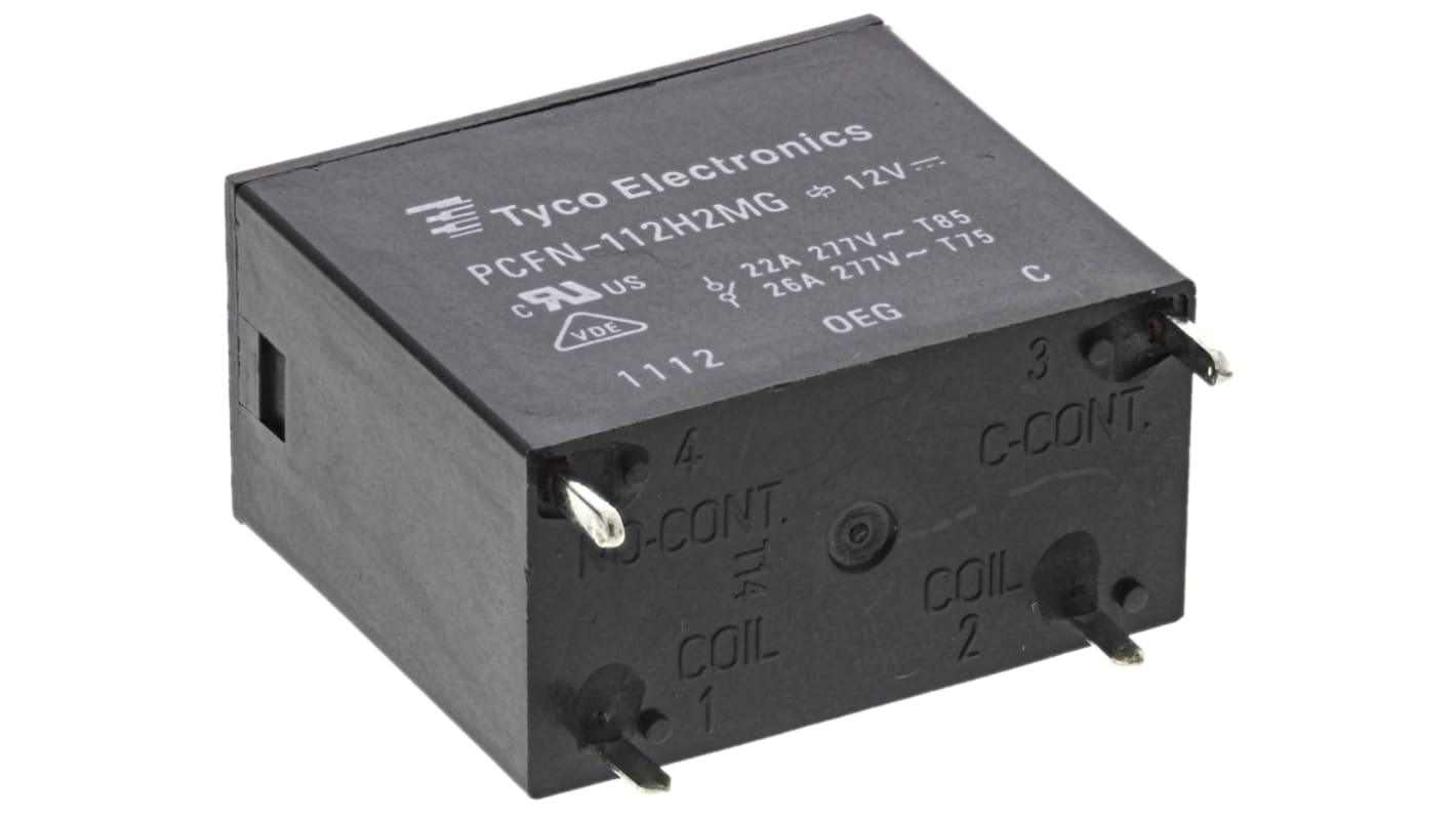 TE Connectivity PCB Mount Power Relay, 12V dc Coil, 26A Switching Current, SPST