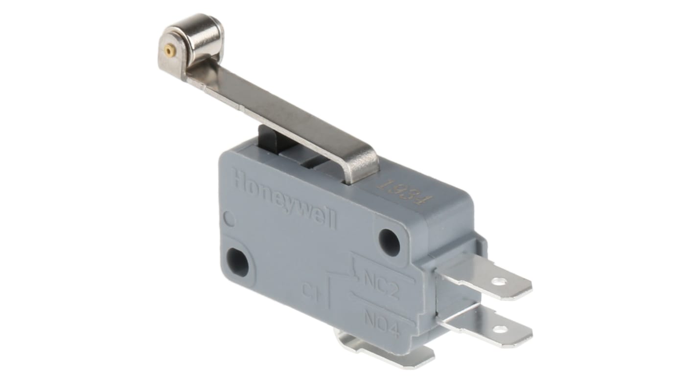 Honeywell Mikroschalter Rollenhebel-Betätiger Flachstecker, 16 A @ 250 V ac, 1-poliger Wechsler 0,98 N -25°C - +125°C