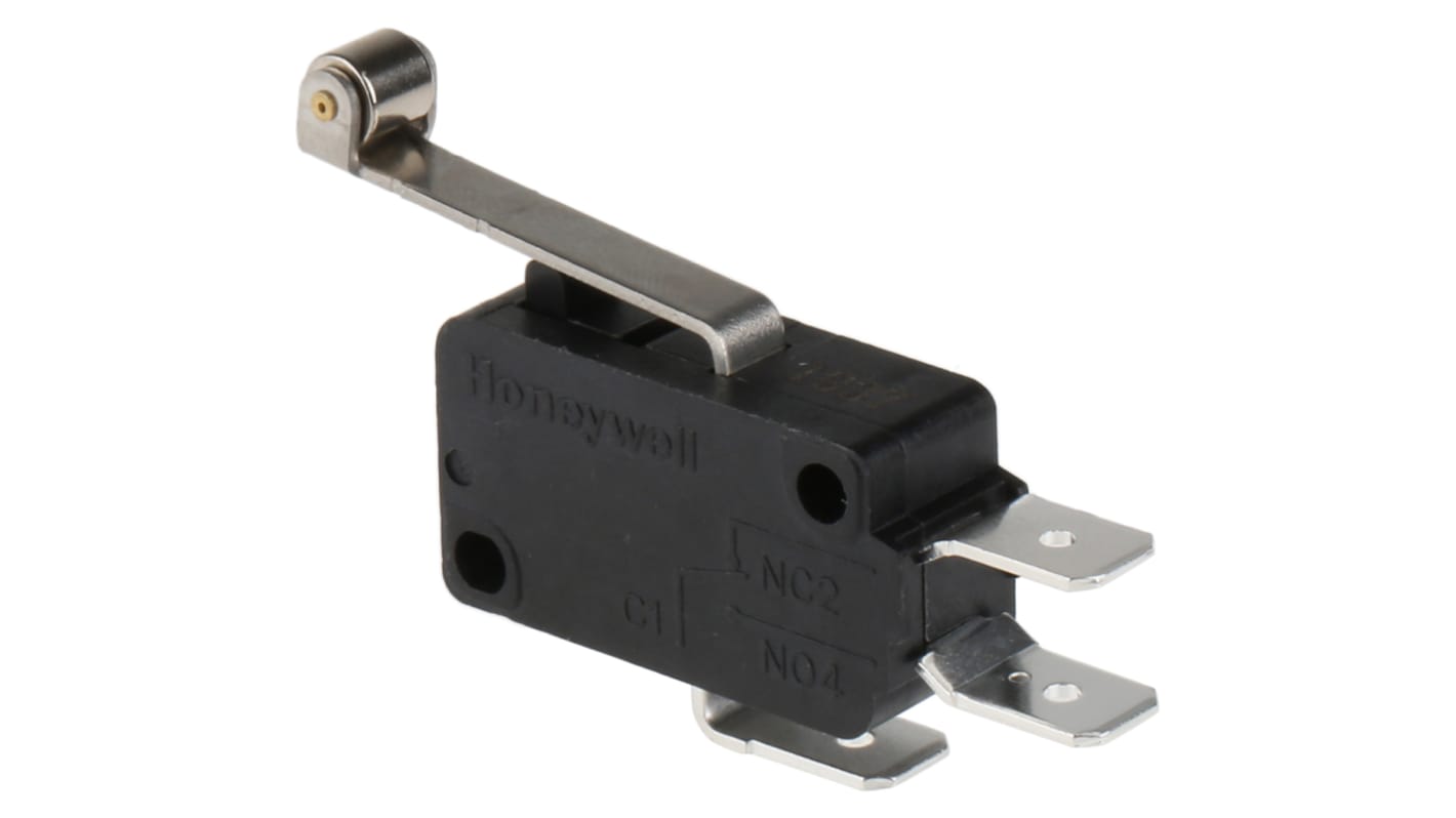 Honeywell Roller Lever Micro Switch, Quick Connect Terminal, 22 A @ 250 V ac, SPDT, IP67