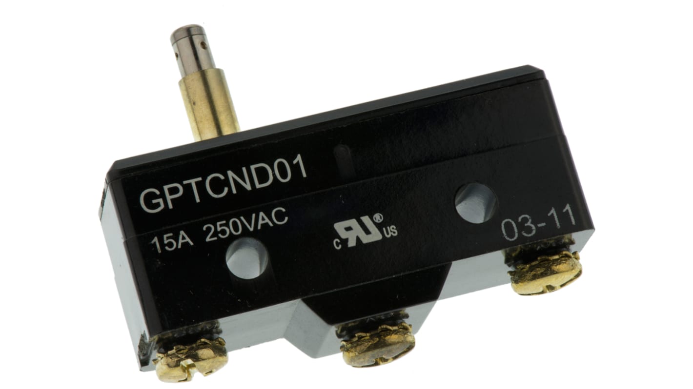 ZF Button Micro Switch, Screw Terminal, 15 A @ 250 V ac, SPDT