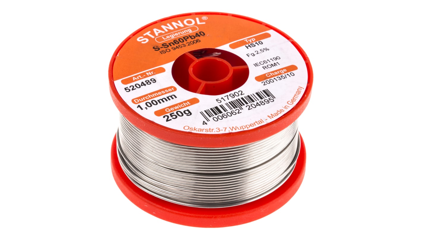 Stannol Wire, 1mm Lead solder, 183°C Melting Point