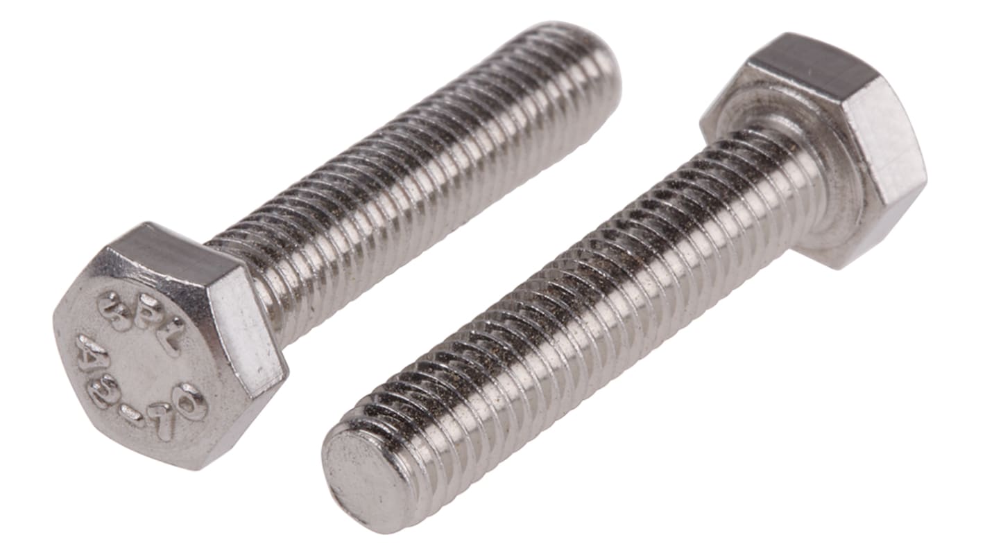 Plain Stainless Steel Hex, Hex Bolt, M5 x 25mm