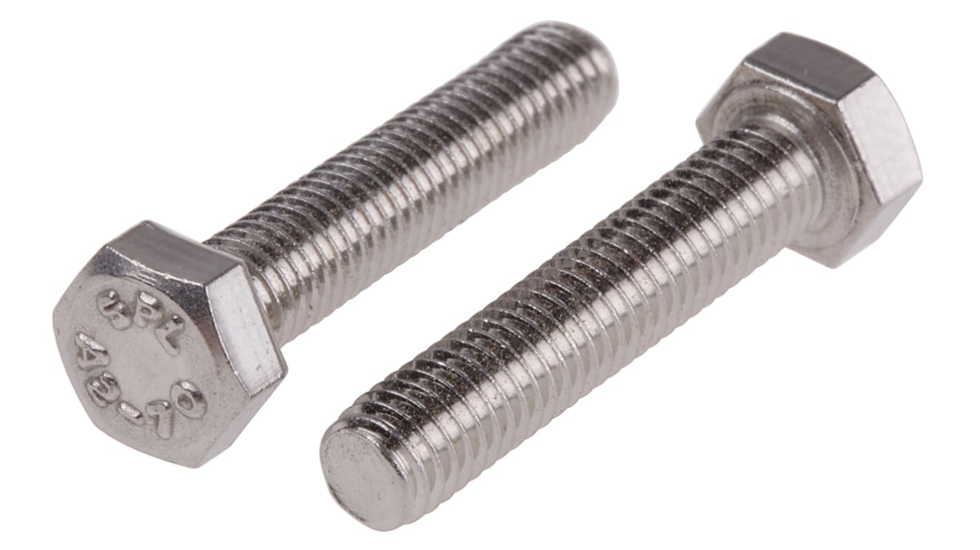 RS PRO Stainless Steel Hex, Hex Bolt, M5 x 25mm