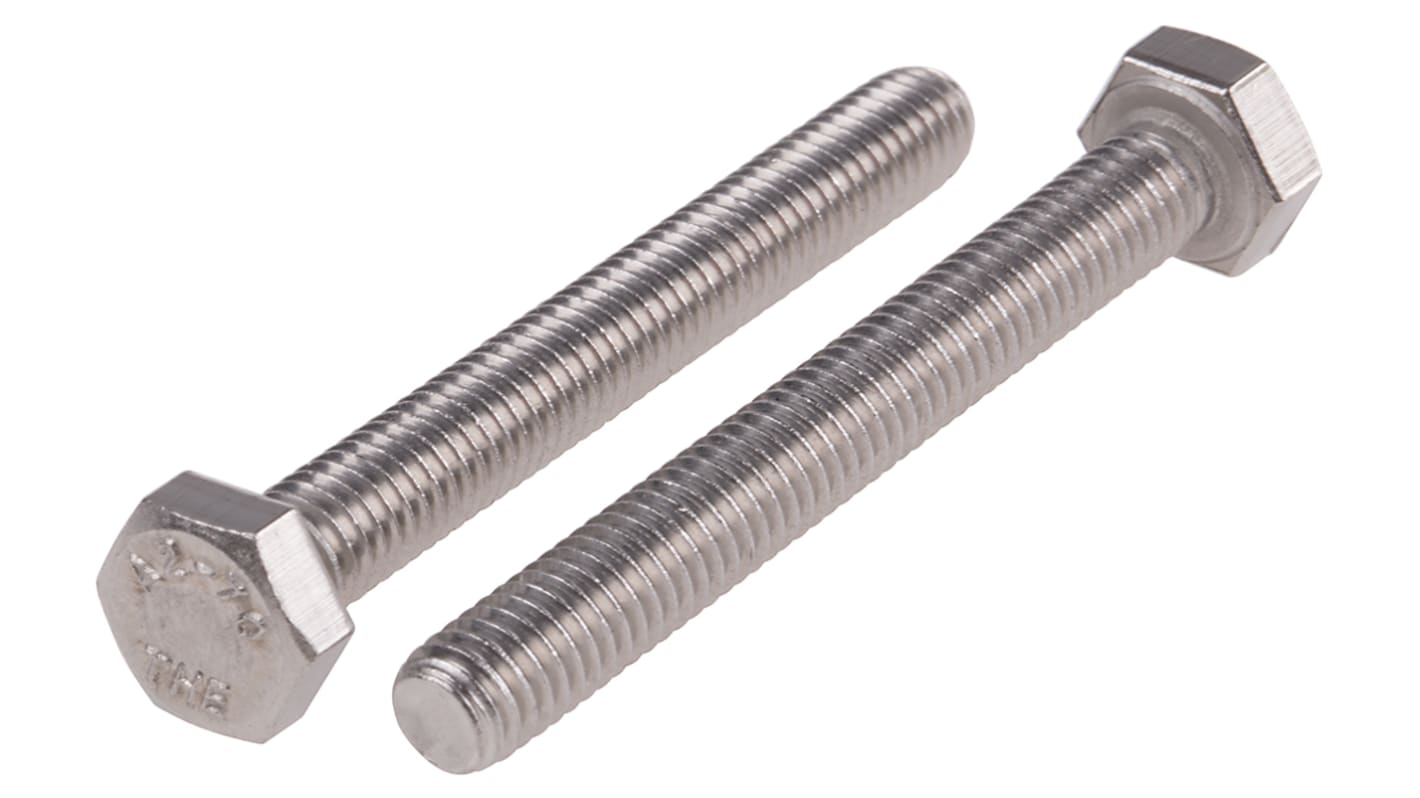 RS PRO Stainless Steel Hex, Hex Bolt, M6 x 50mm