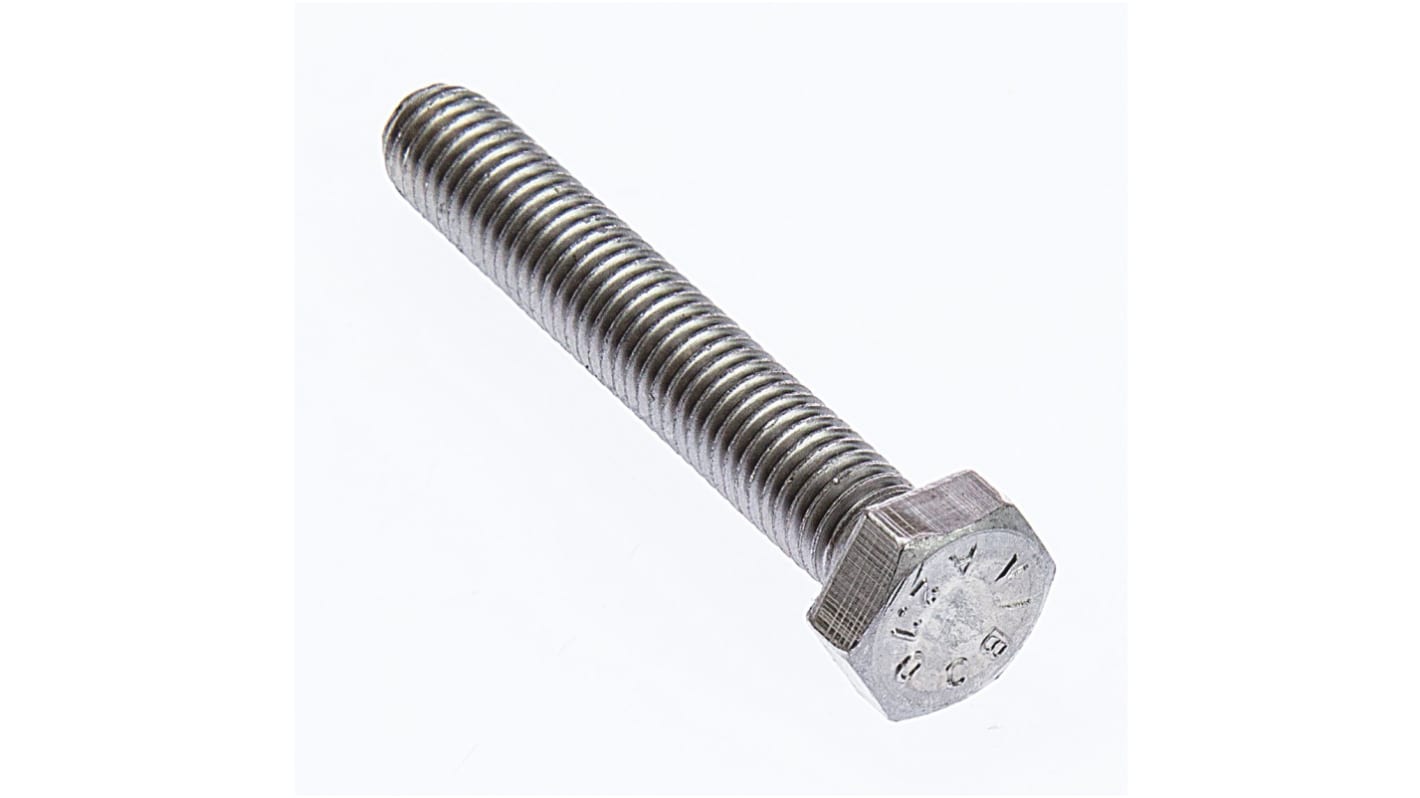 Plain Stainless Steel Hex, Hex Bolt, M8 x 50mm