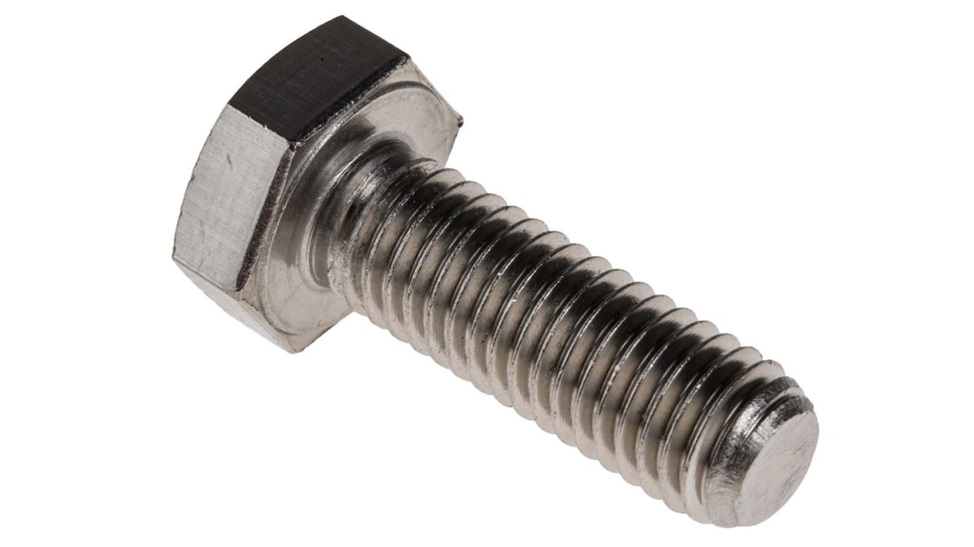 RS PRO Plain Stainless Steel Hex, Hex Bolt, M10 x 30mm