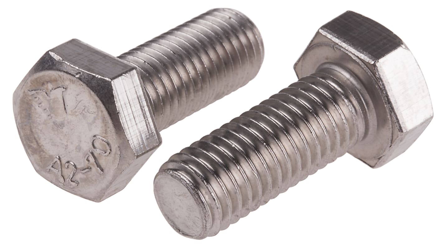 RS PRO Stainless Steel Hex, Hex Bolt, M12 x 30mm