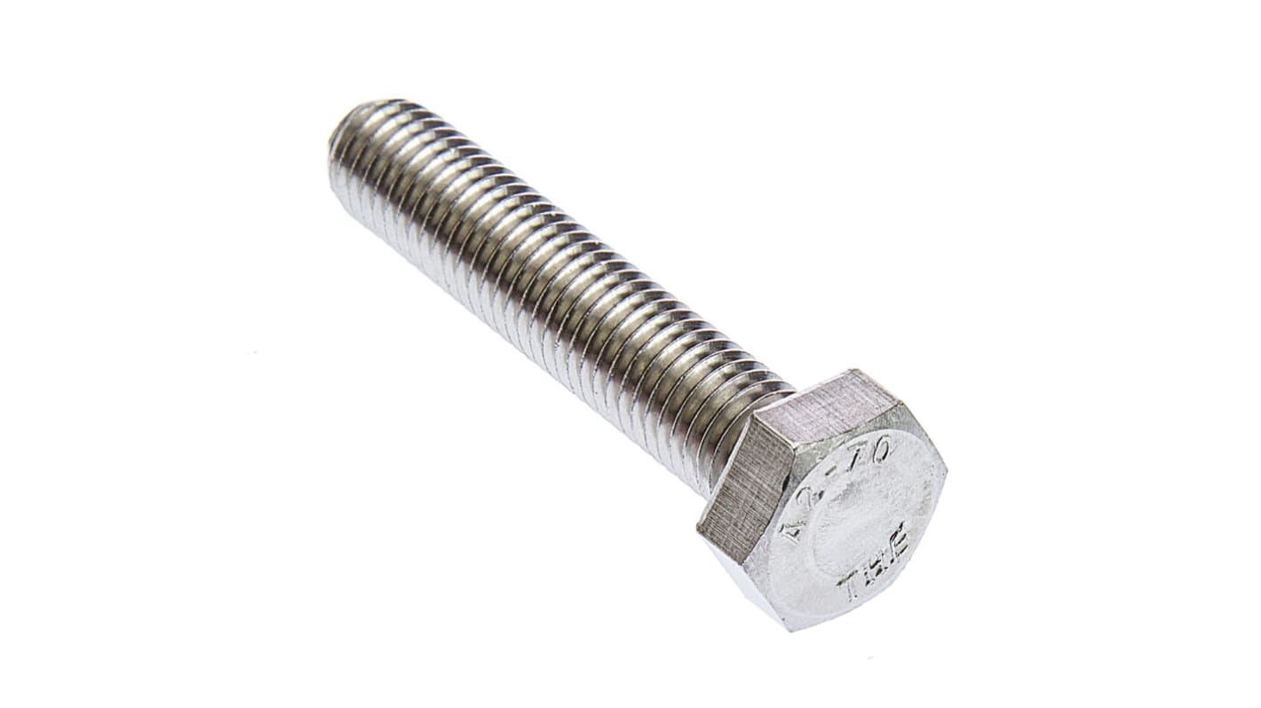 Plain Stainless Steel Hex, Hex Bolt, M12 x 60mm